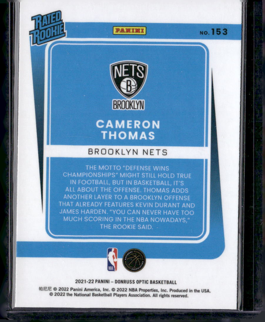2021-22 Donruss Optic #153 Cameron Thomas