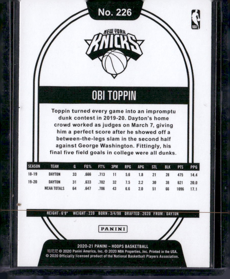2020-21 Hoops #226 Obi Toppin