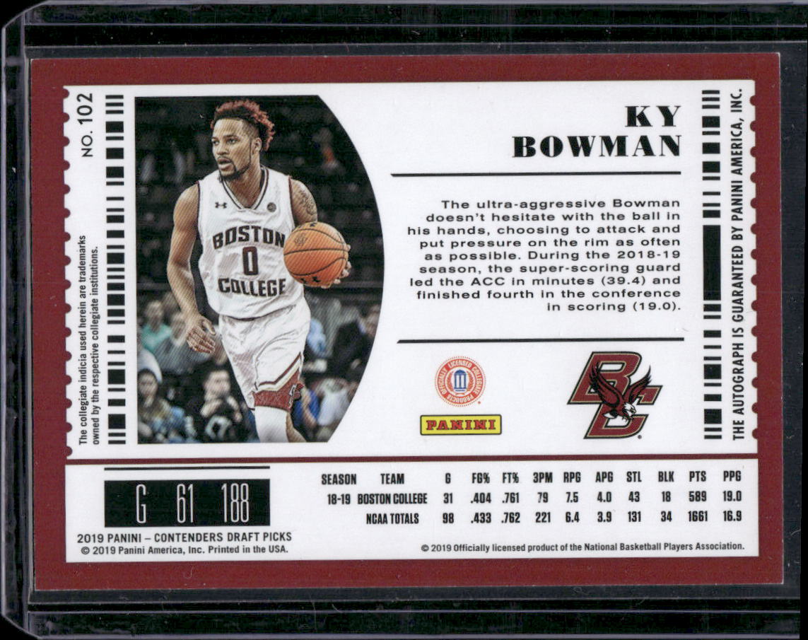 2019 Panini Contenders Draft Picks #102 Ky Bowman