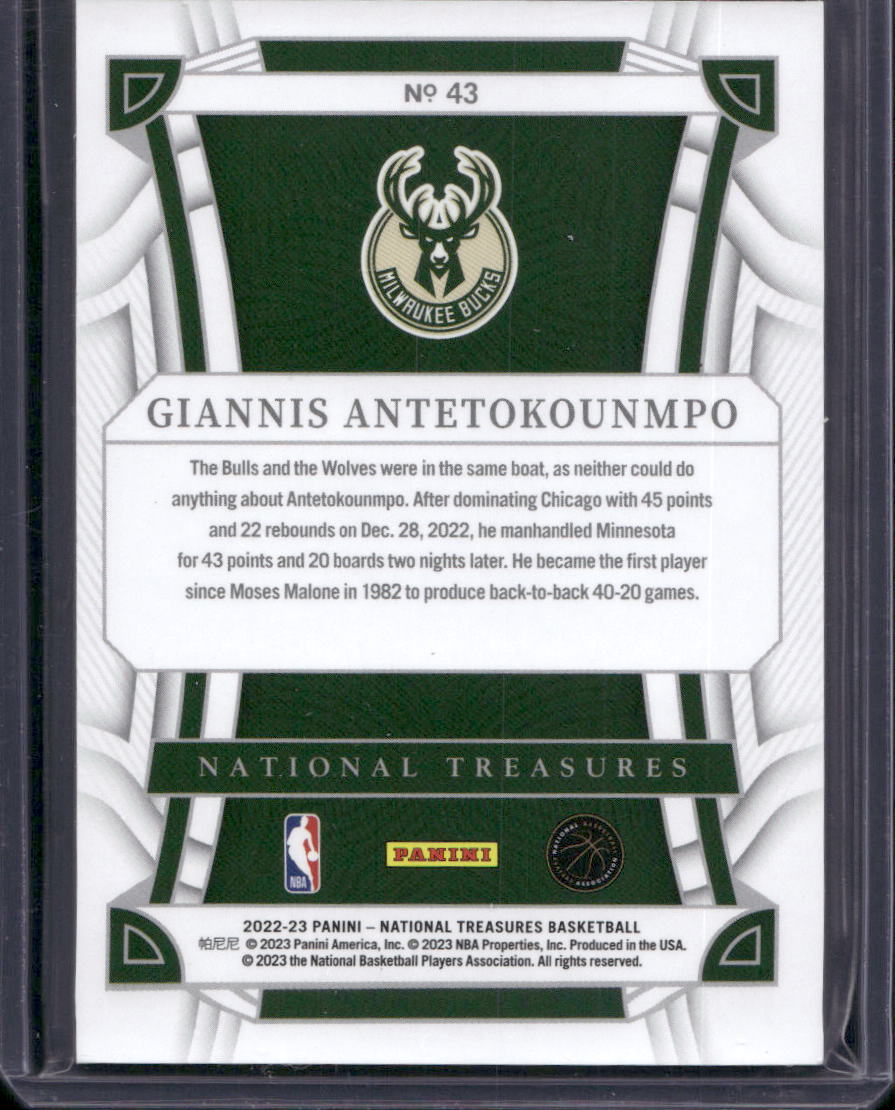 2022-23 Panini National Treasures #43 Giannis Antetokounmpo #/99