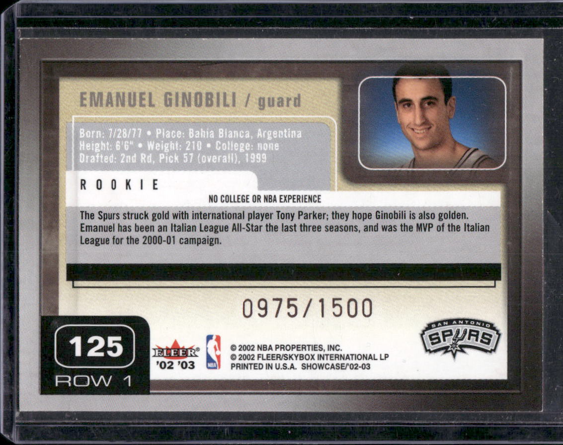 2002-03 Fleer Showcase #125 Emanuel Ginobili #/1500