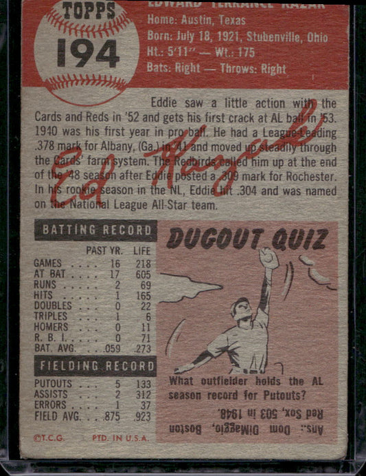 1953 Topps #194 Eddie Kazak