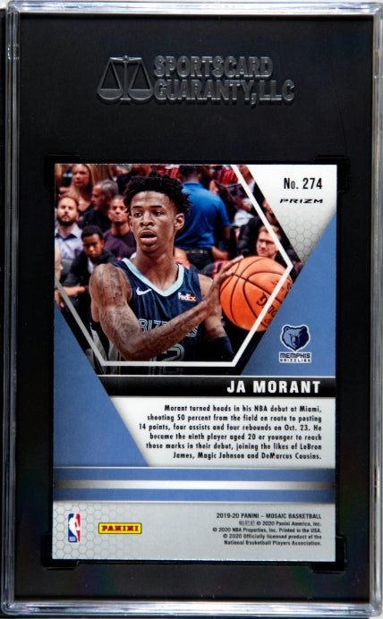 2019-20 Panini Mosaic #274 Ja Morant Camo Pink SGC 9.5