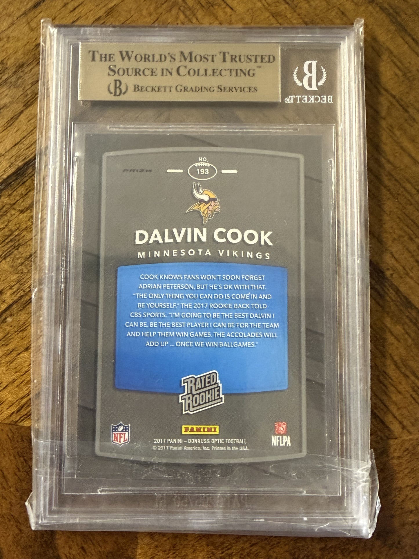 2017 Donruss Optic #193 Dalvin Cook Holo BGS 9.5