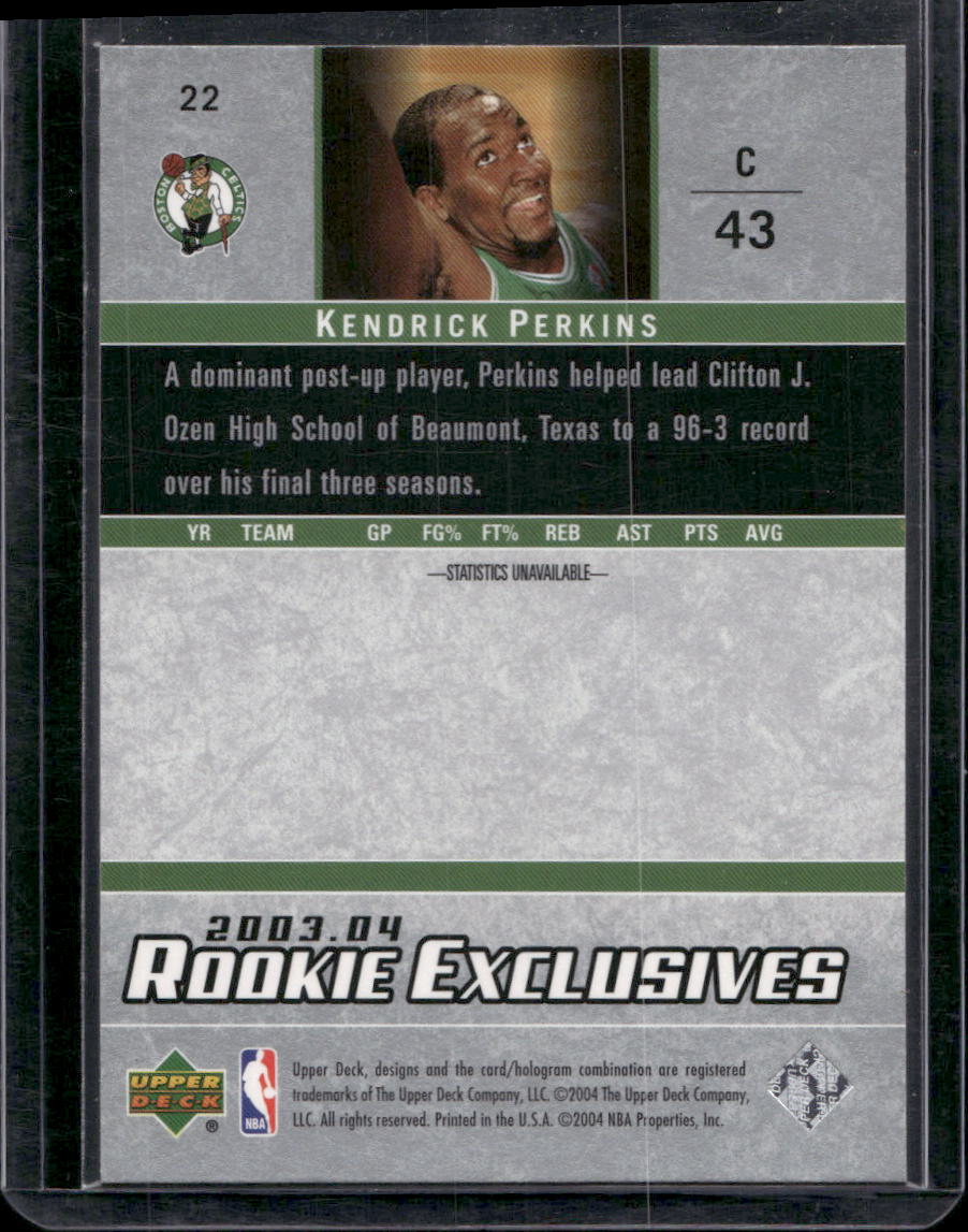 2003-04 Upper Deck Rookie Exclusives #22 Kendrick Perkins