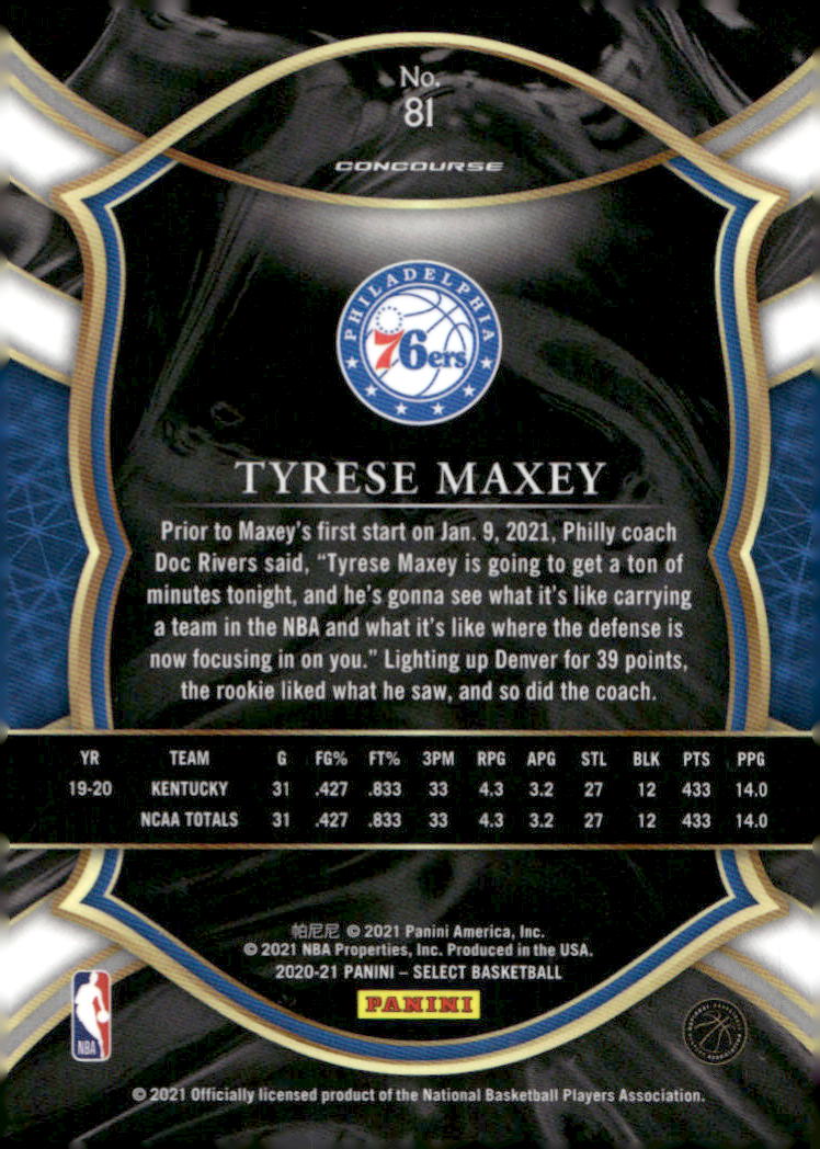 2020-21 Panini Select #81 Tyrese Maxey