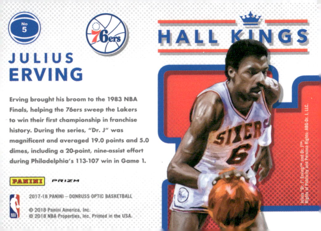 2017-18 Donruss Optic #5 Julius Erving Hall Kings Purple