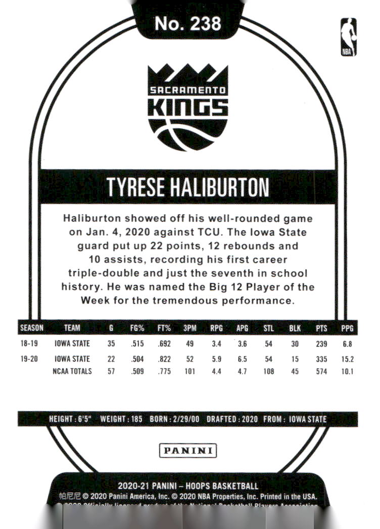 2020-21 Hoops #238 Tyrese Haliburton