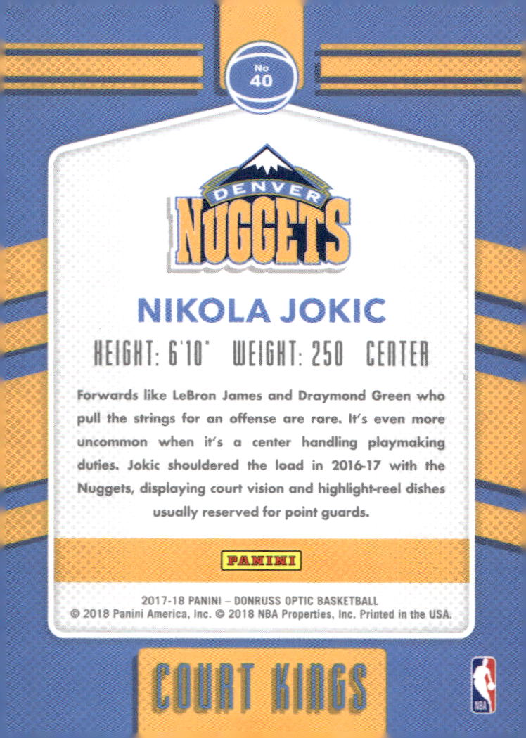 2017-18 Donruss Optic #40 Nikola Jokic Court Kings