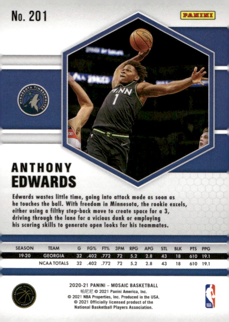 2020-21 Panini Mosaic #201 Anthony Edwards
