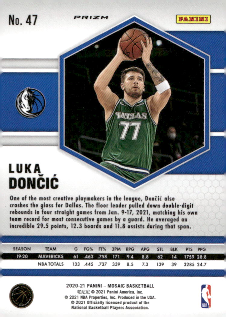 2020-21 Panini Mosaic #47 Luka Doncic Silver
