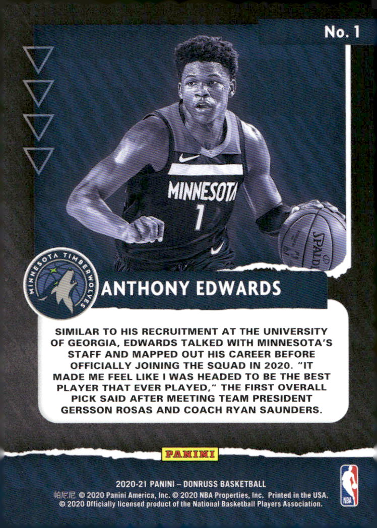 2020-21 Donruss #1 Anthony Edwards Great X-Pectations