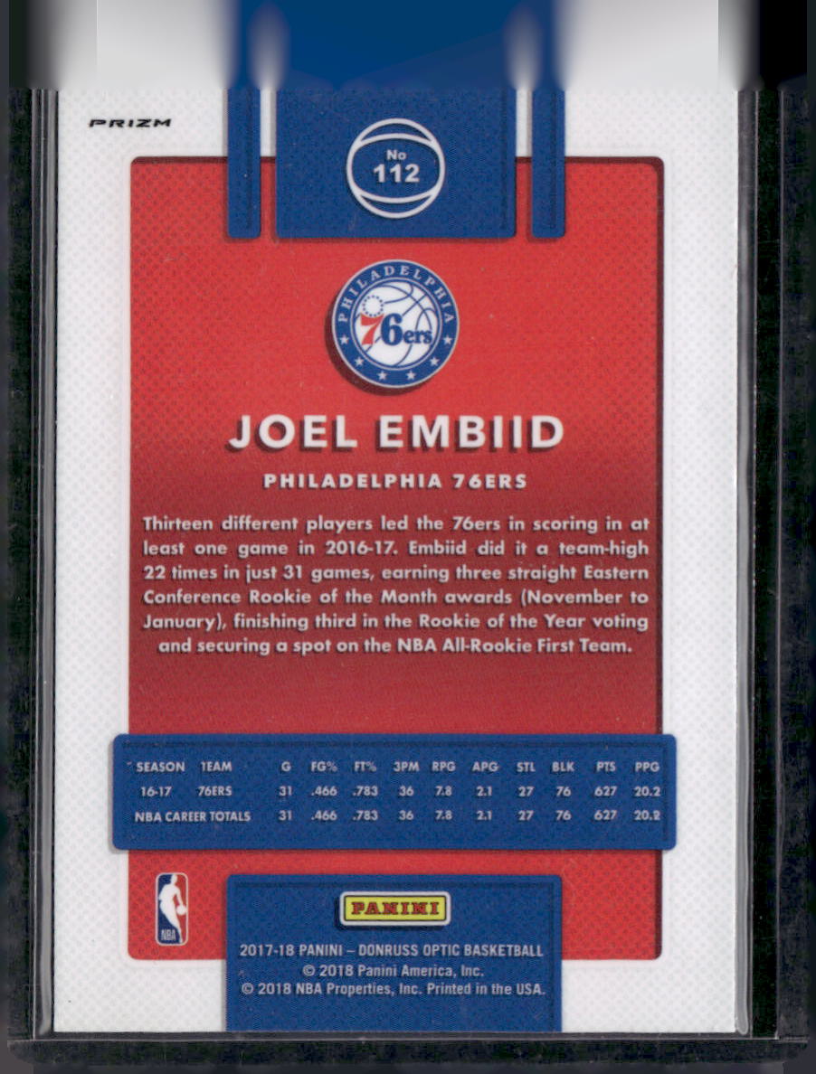 2017-18 Donruss Optic #112 Joel Embiid Blue Velocity