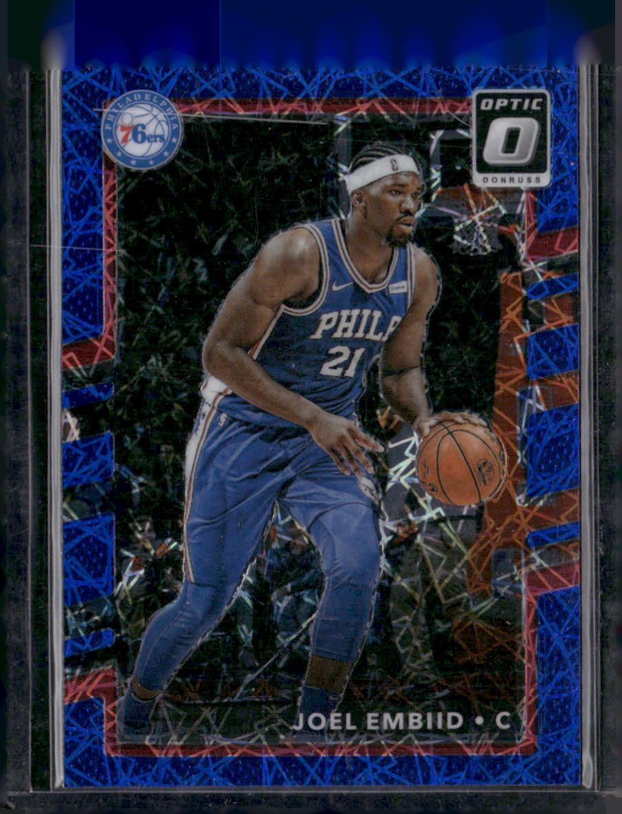 2017-18 Donruss Optic #112 Joel Embiid Blue Velocity