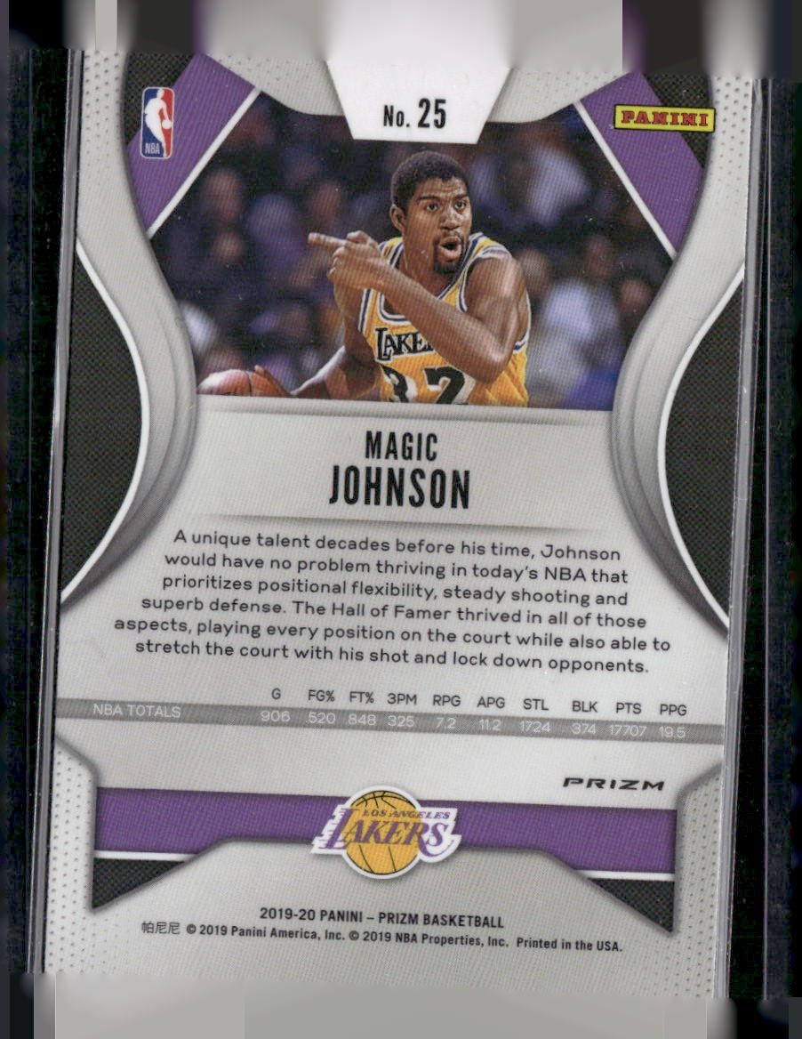 2019-20 Panini Prizm #25 Magic Johnson Prizms Ruby Wave