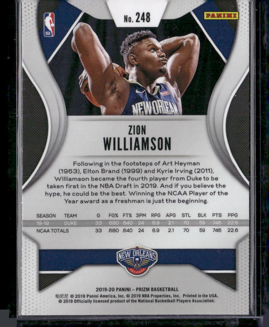 2019-20 Panini Prizm #248 Zion Williamson