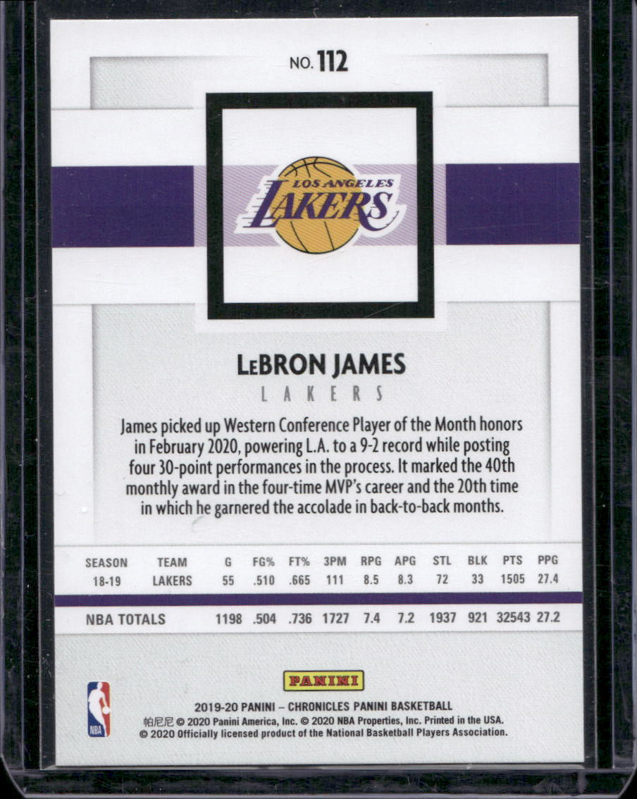 2019-20 Panini Chronicles #112 LeBron James