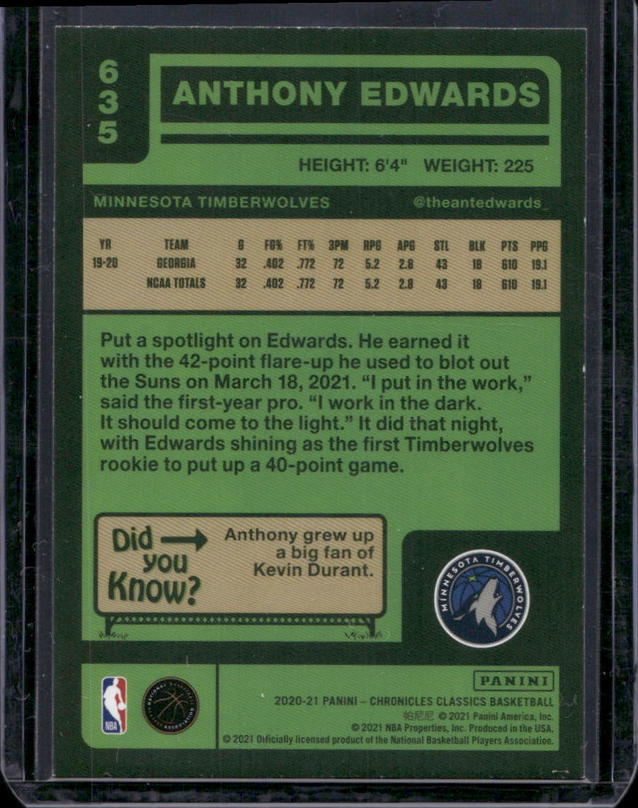 2020-21 Panini Chronicles #635 Anthony Edwards