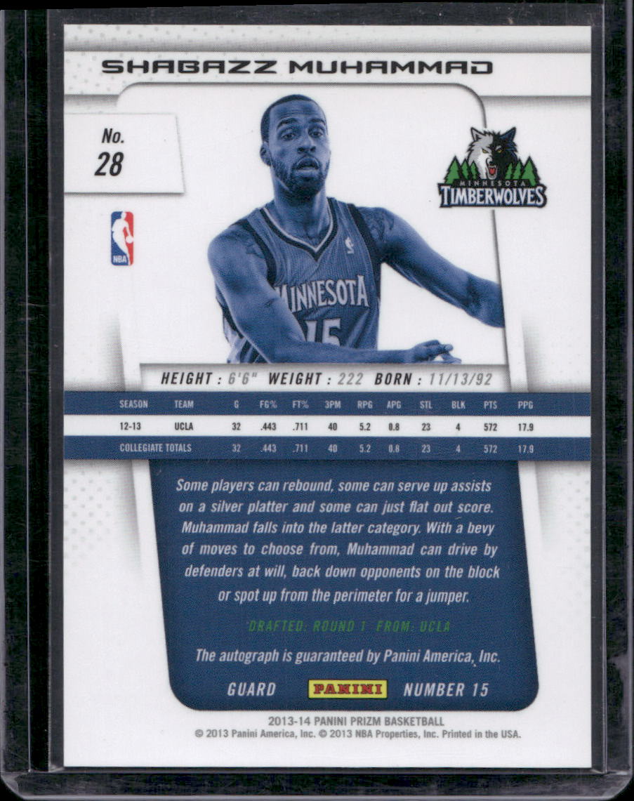 2013-14 Panini Prizm #28 Shabazz Muhammad Autographs