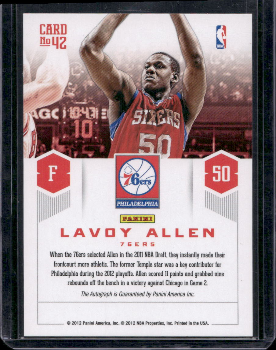 2012-13 Panini Prestige #42 Lavoy Allen Prestigious Picks Signatures