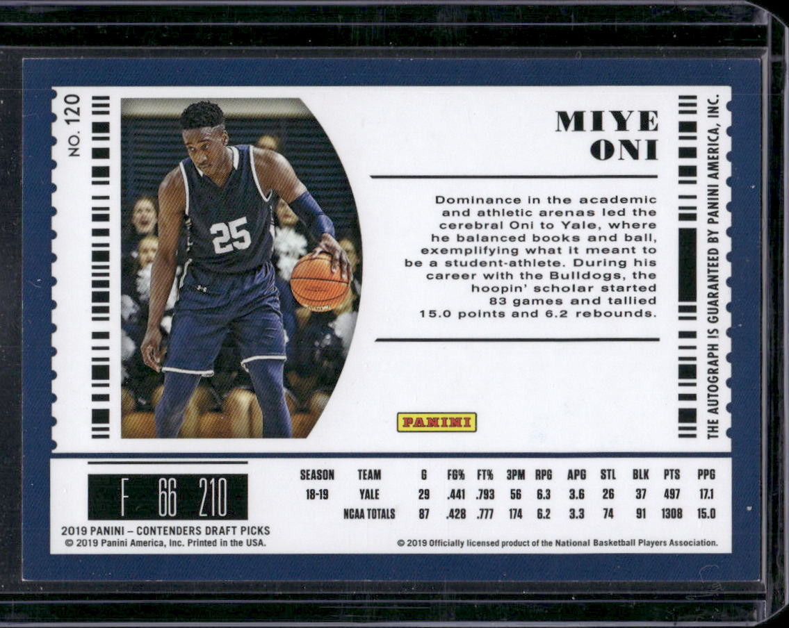 2019 Panini Contenders Draft Picks #120 Miye Oni
