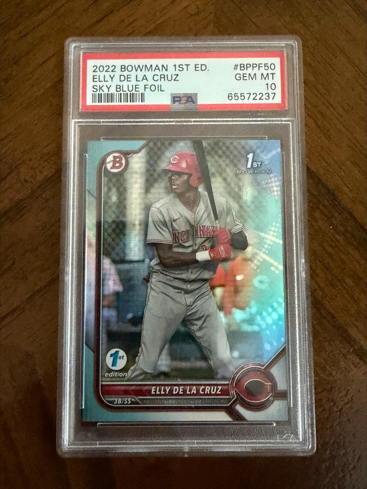 2022 Bowman 1st Edition #BPPF-50 Elly De La Cruz Sky Blue Foil PSA 10
