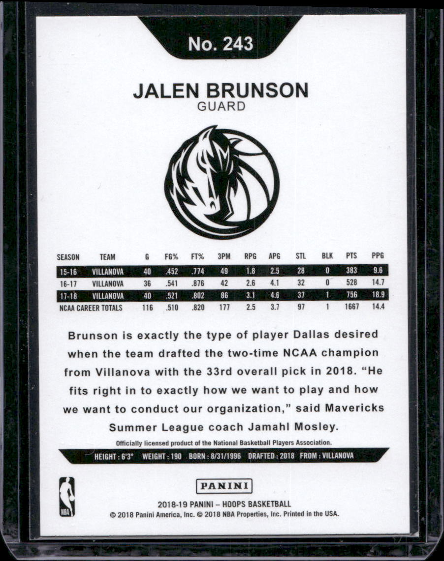 2018-19 Hoops #243 Jalen Brunson