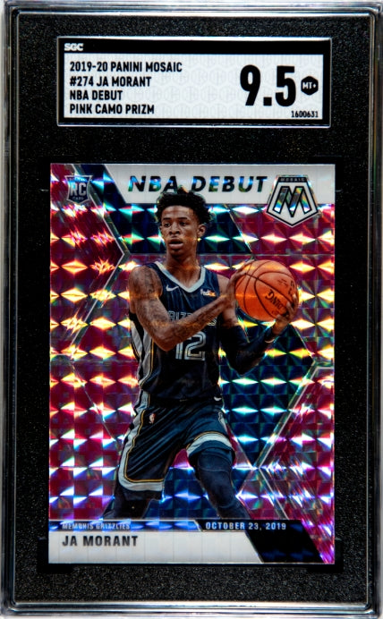 2019-20 Panini Mosaic #274 Ja Morant Camo Pink SGC 9.5