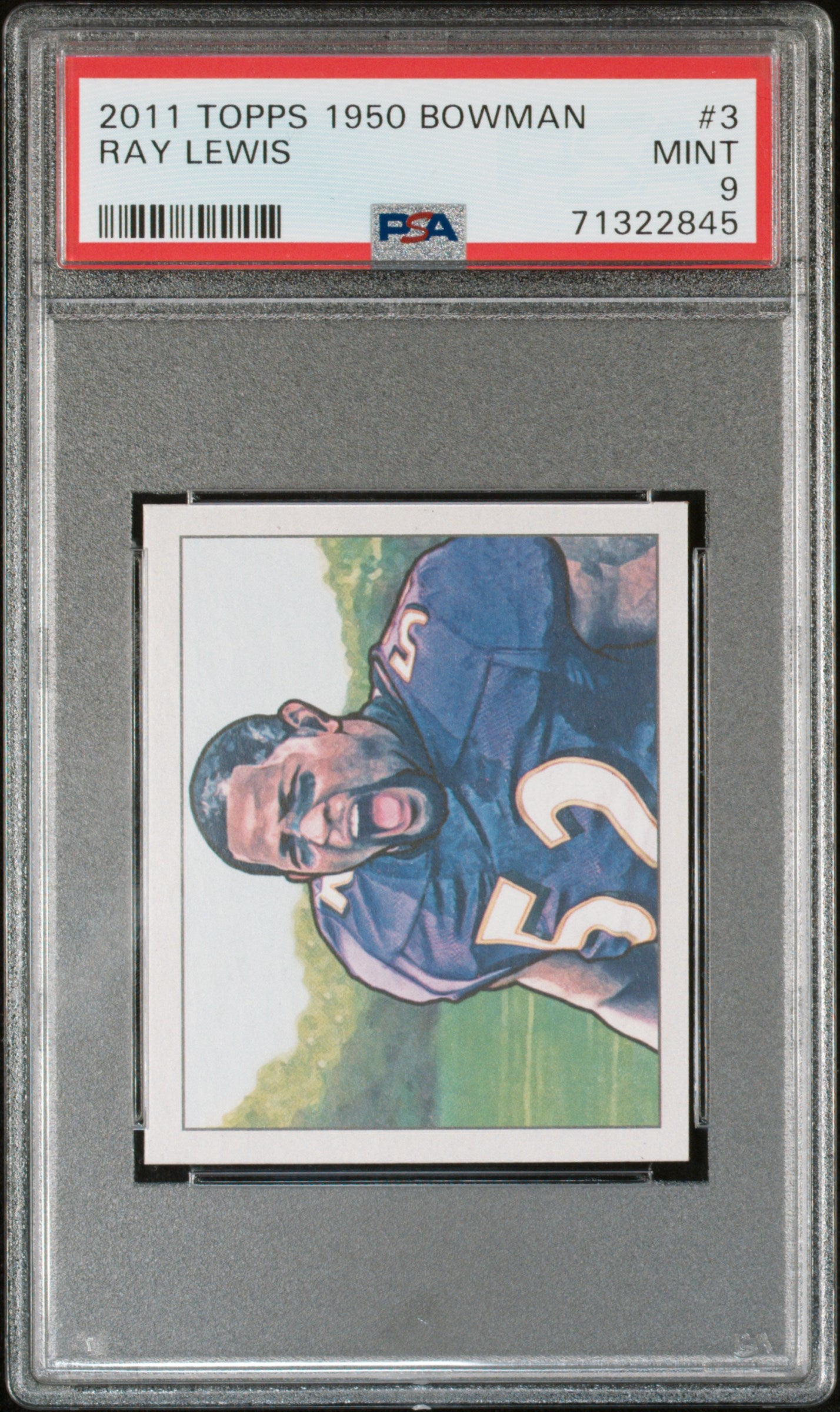 2011 Topps #3 Ray Lewis 1950 Bowman PSA 9