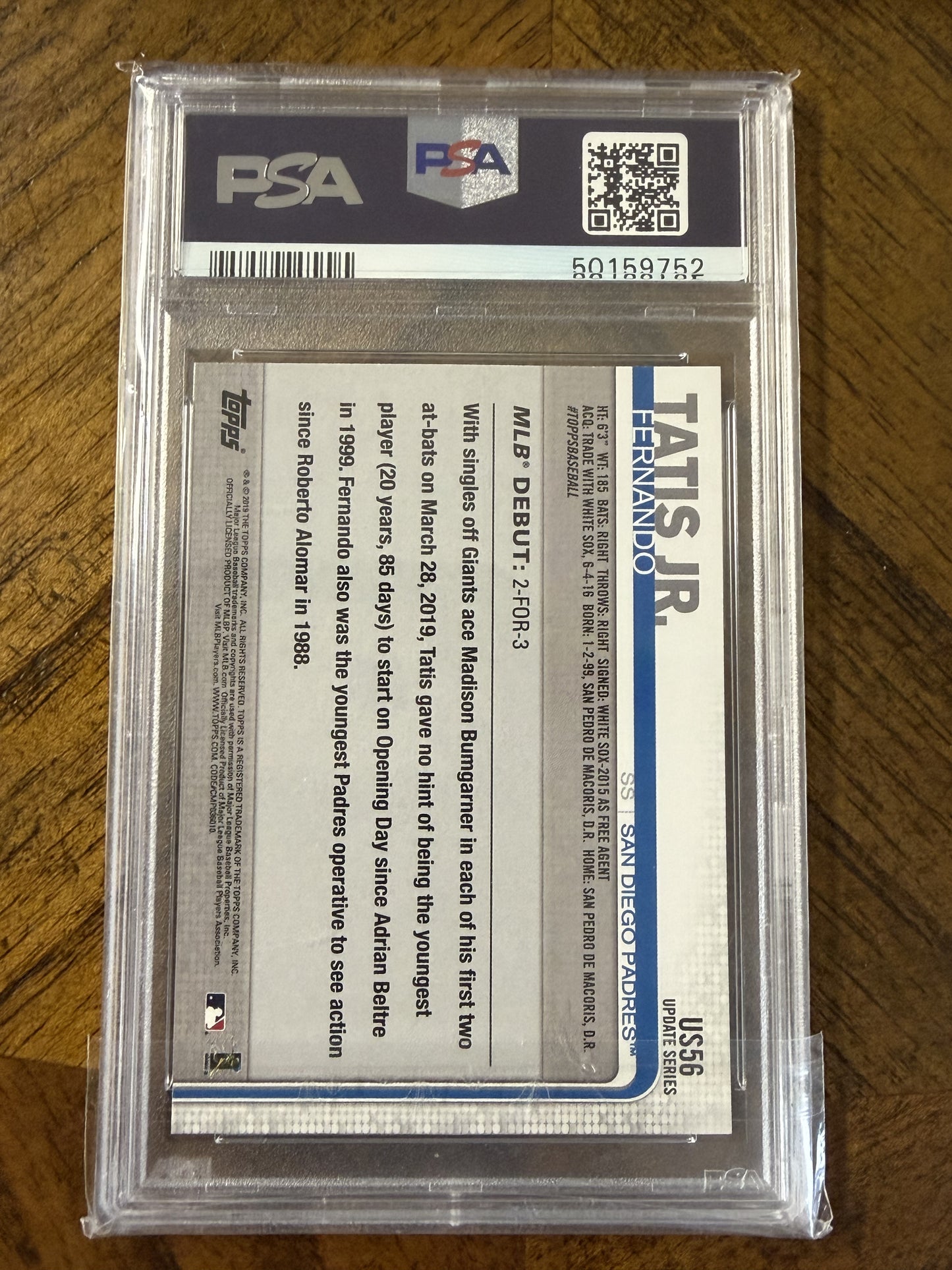 2019 Topps Update #US56 Fernando Tatis Jr. PSA 8