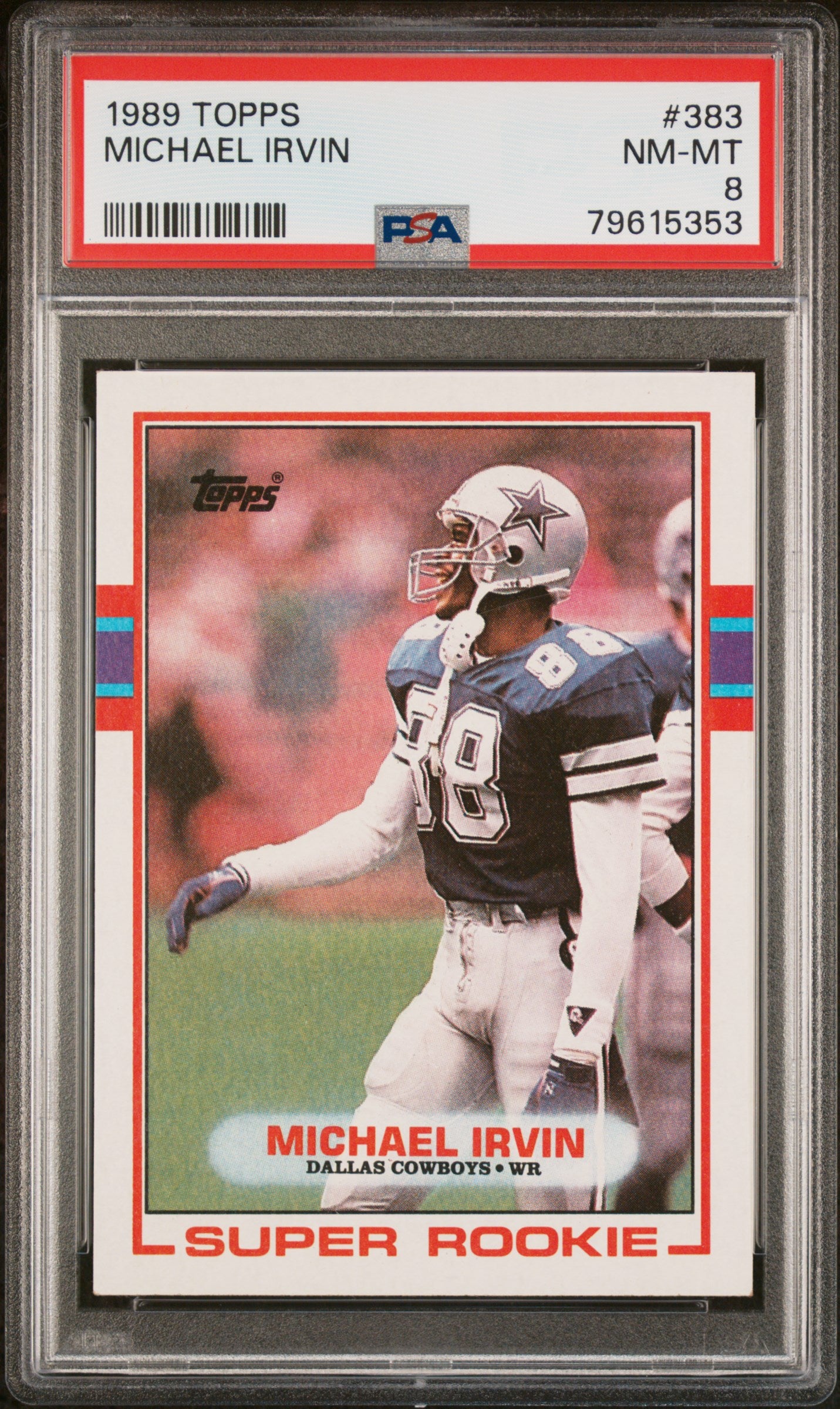1989 Topps #383 Michael Irvin PSA 8