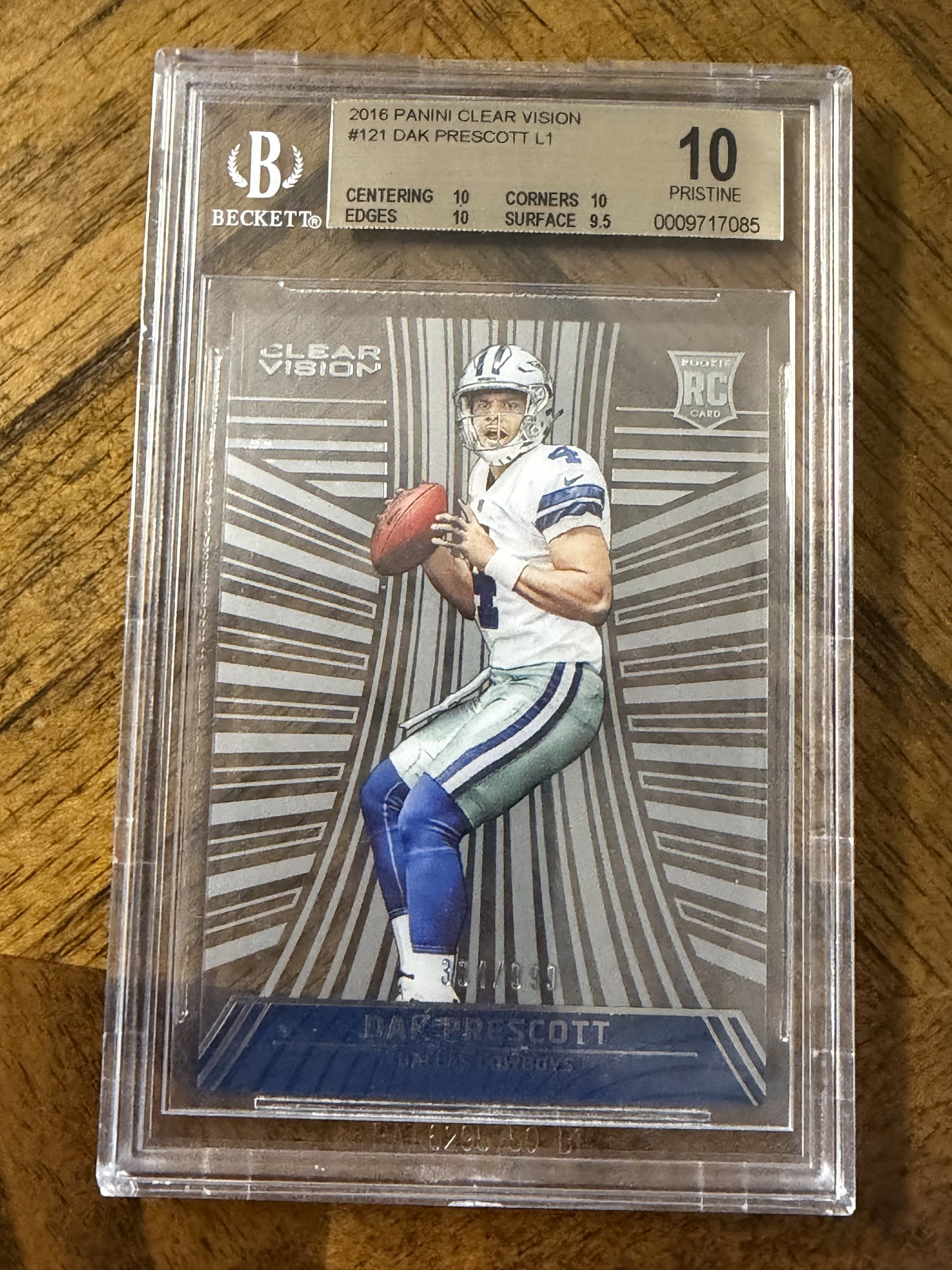 2016 Panini Clear Vision #121 Dak Prescott BGS 10 #/999