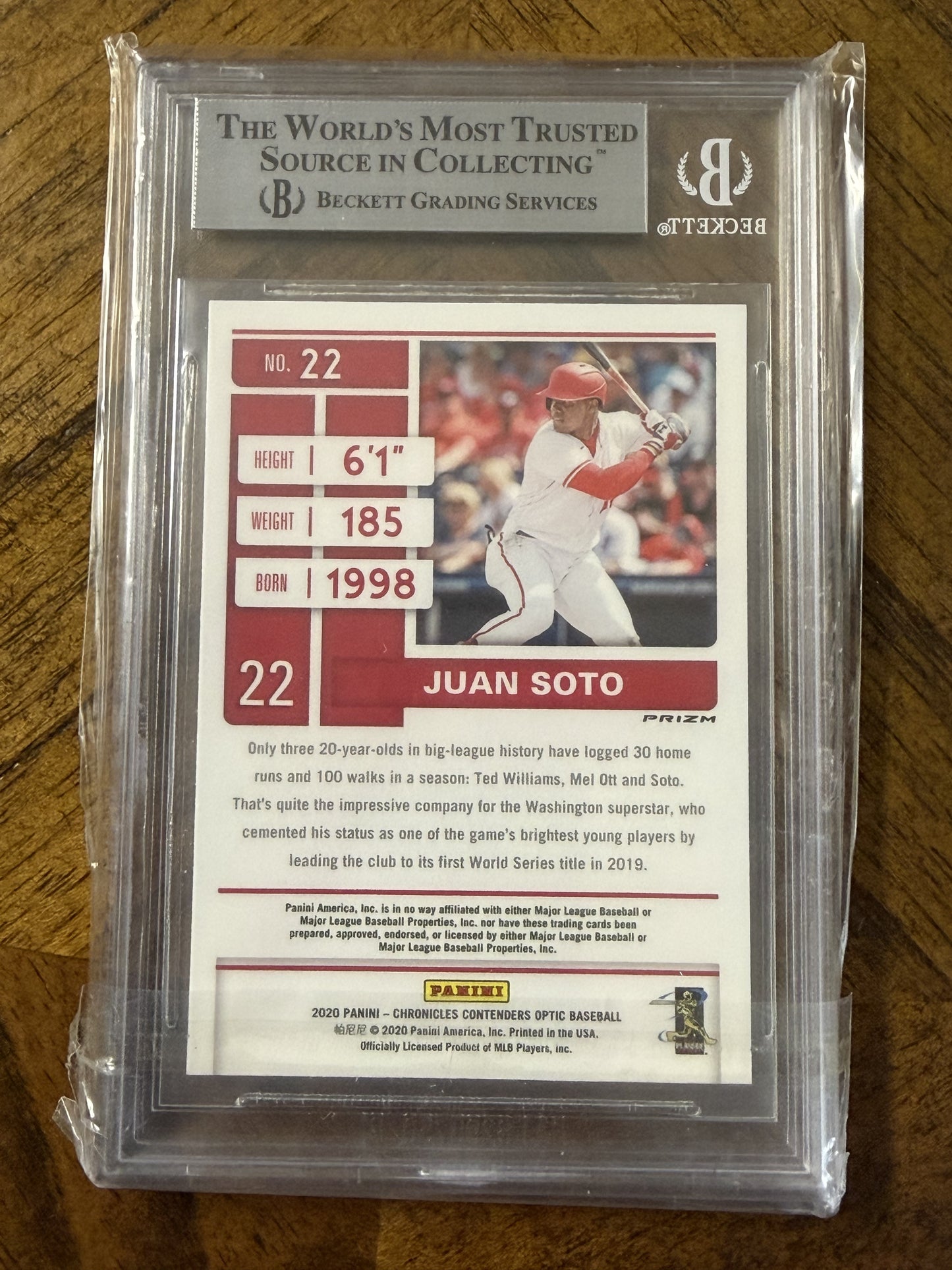 2020 Panini Chronicles #22 Juan Soto Contenders Optic Holo BGS 8.5