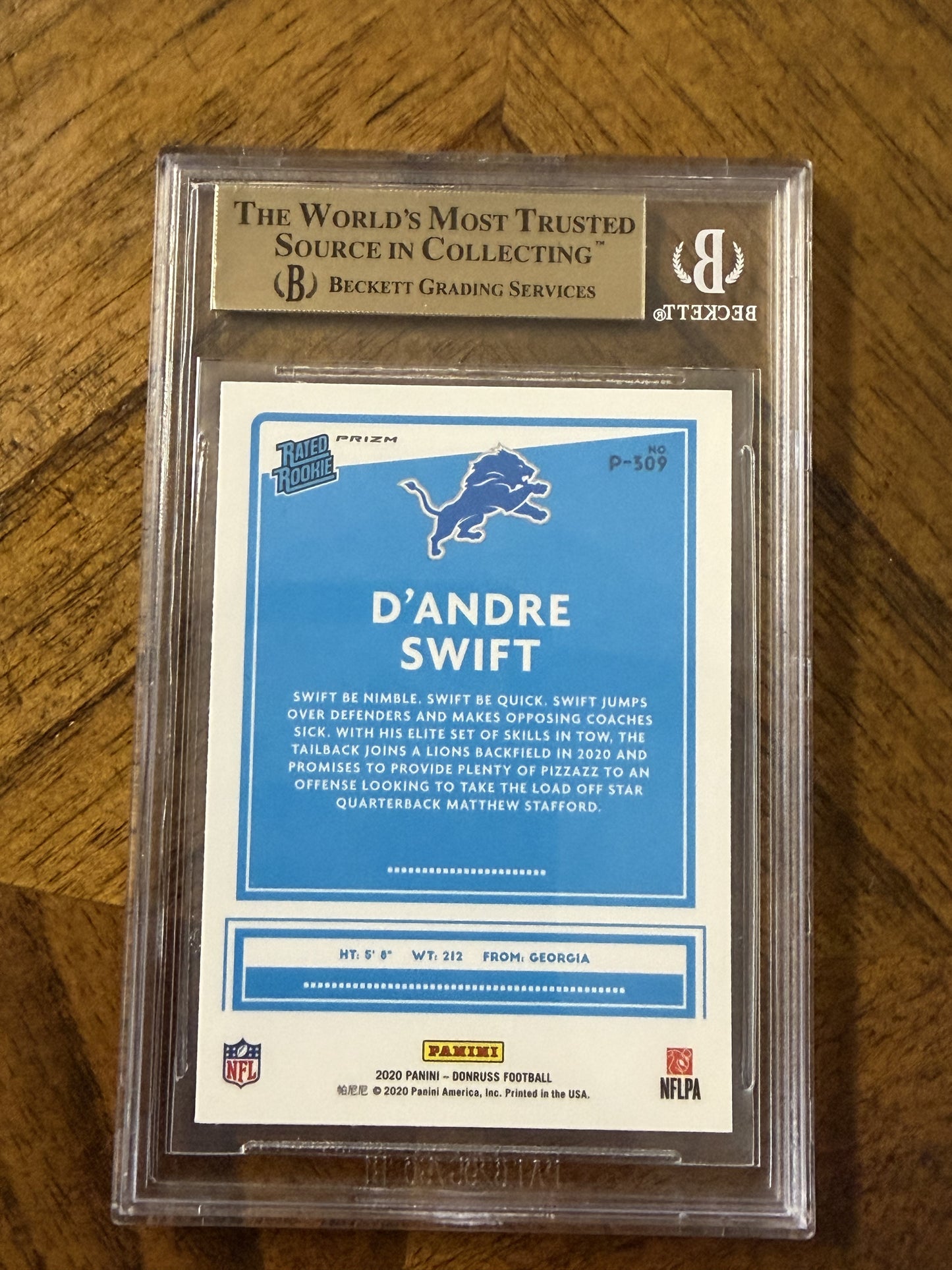 2020 Donruss #P-309 D'Andre Swift Optic Preview Pink BGS 9.5
