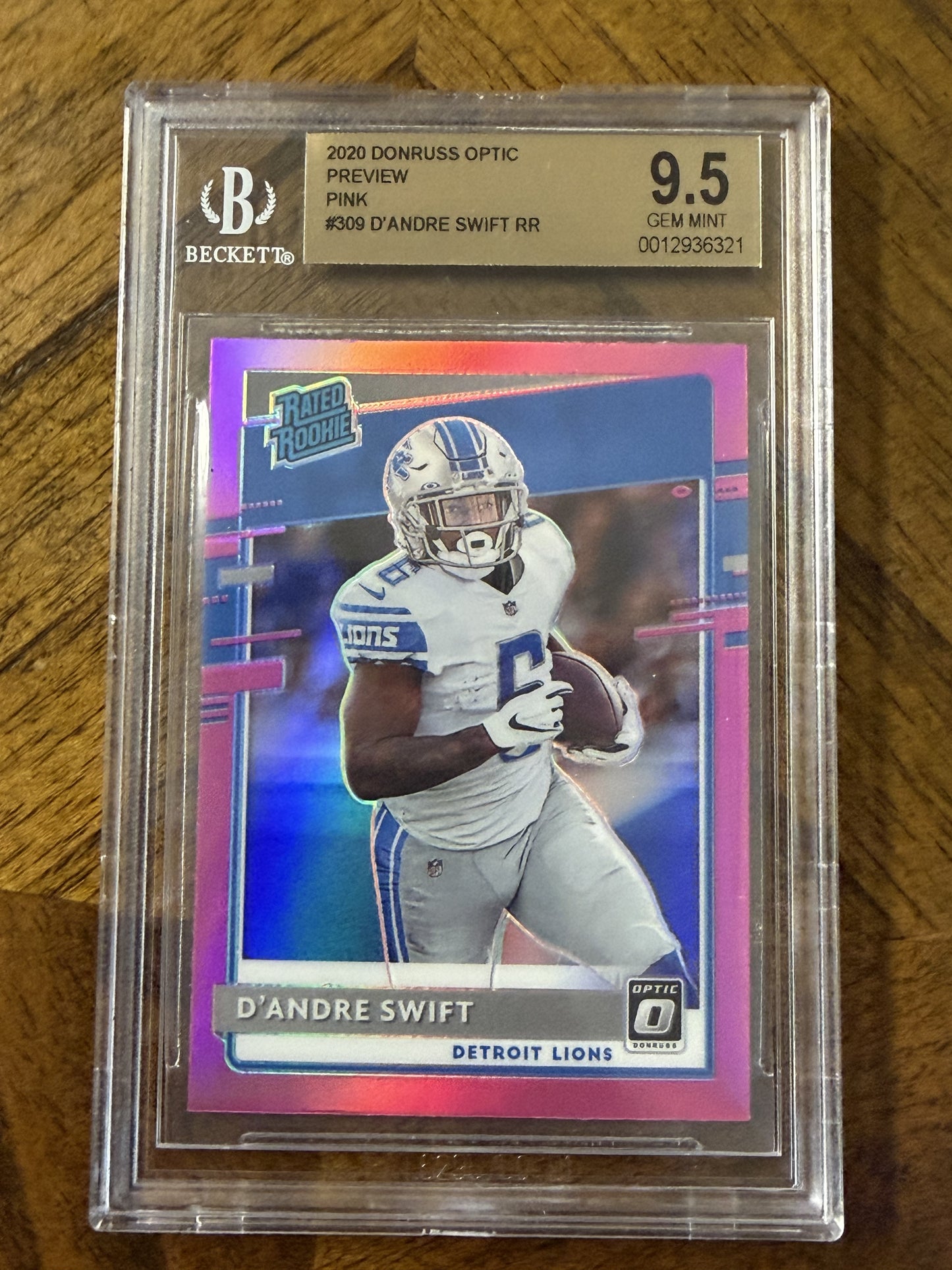 2020 Donruss #P-309 D'Andre Swift Optic Preview Pink BGS 9.5